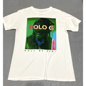 Polo G Hall Of Fame Portrait Music COTTON White T-Shirt HIP-HOP Medium
